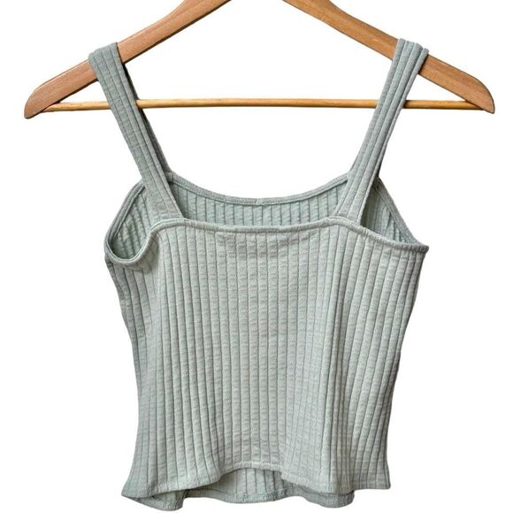 Mango Sleeveless Green Flower Detail Tank Crop Top Shirt. Medium. - Picture 4 of 9